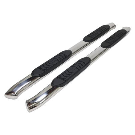 Trailfx With Step Pads, 5" Oval Bent, Polished, Stainless Steel, With Welded End Caps A7081S